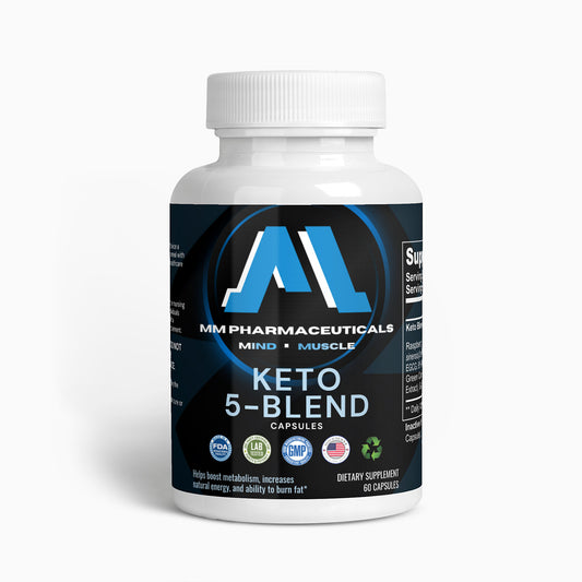 Keto 5-Blend | 60 Capsules | Fat-Burning | Ketosis Enhancer | Gluten-Free | Hormone-Free | No Fillers | Vegan